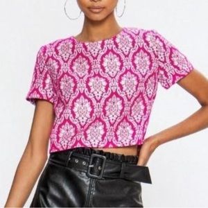 Pink jacquard crop top